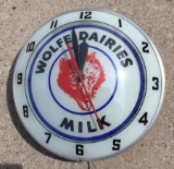 Wolfe Dairies Double Bubble Clock