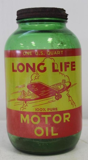 Long Life One Quart Oil Bottle War Time - Detroit