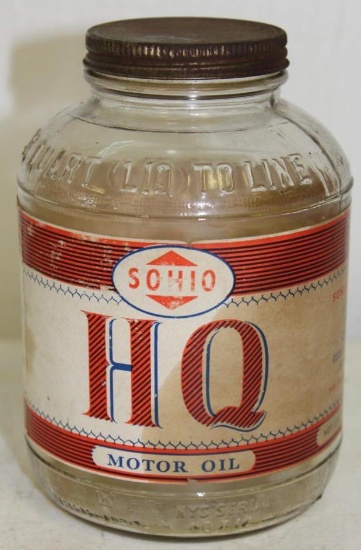 Sohio HQ One Quart Oil Bottle War Time