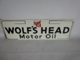 Wolf's Head Motor Oil Tin Rack Sign