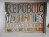 Republic Tires Porcelain Flange Sign