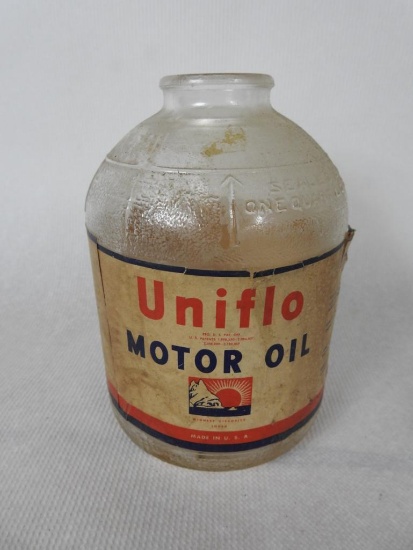 Uniflo Motor Oil Wartime Quart Bottle