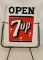 7 Up Open Double Sided Tin Sidewalk Sign with Base