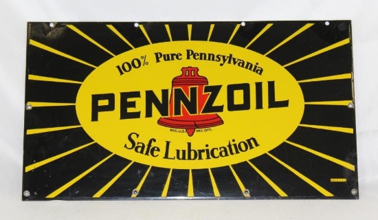 Pennzoil Single Sided Porcelain Safe Lubrication Rack Sign