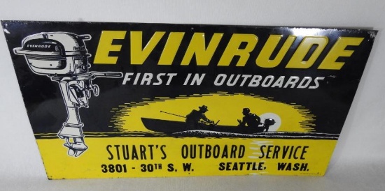 Evinude Outboard Tin Sign (blue/yellow)