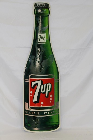 7 UP Diecut Soda Bottle Single Sided Tin Sign