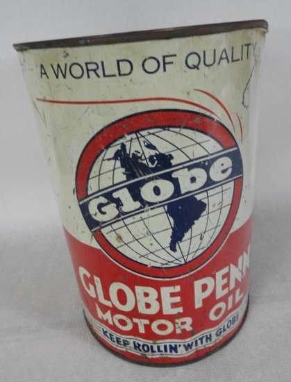 Globe Penn Motor Oil Five Quart Can