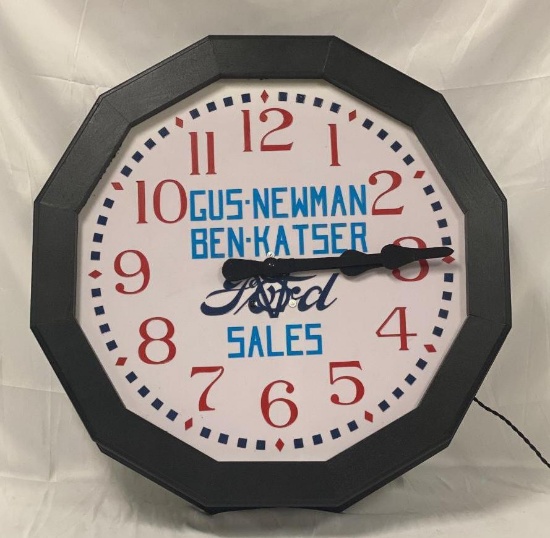 Ford V8 Etched Milkglass Clock