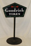 Goodrich Tires Double Sided Porcelain Curb Sign with Base