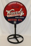 Waverly Motor Oil Double Sided Tin Curb Sign with Base