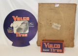 NOS Vulco Tires Cardboard Display Stand and Tire Insert with Original Box