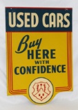 Oldsmobile Used Cars Double Sided Tin Dealership Sign