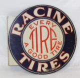 Early Racine Tires Tin Flange Sign