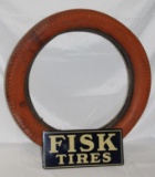 Early Fisk Tire Display Stand with Original Fisk Red Air Flight Tire