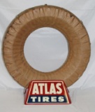 Atlas Tire Display Stand with New Old Stock Atlas Tire