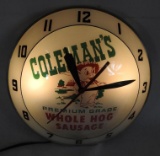 Coleman's Premium Sausage Double Bubble Clock