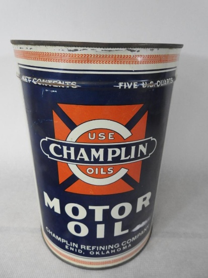 Champlin Motor Oil Five Quart Can