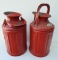 Pair of Red Bulk Oil Cans