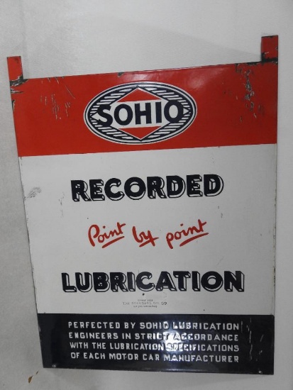 Sohio Recorded Lubrication Porcelain Sign