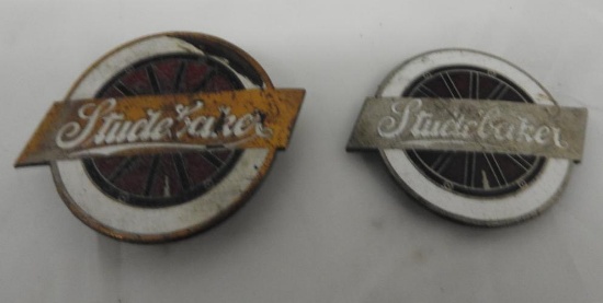 Pair of Studebaker Radiator Emblem Badges (Red Wheel Logo)