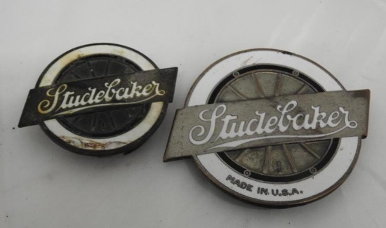 Pair of Studebaker Radiator Emblem Badges (Plain Wheel Logo)