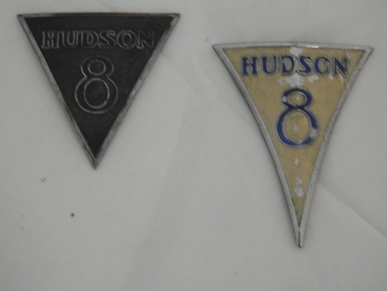 Pair of Hudson 8 Radiator Emblem Badges