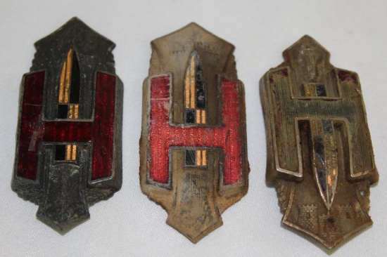 (3) Hupmobile Radiator Emblem Badge