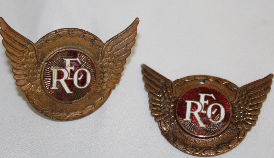 (2) REO Radiator Emblem Badge