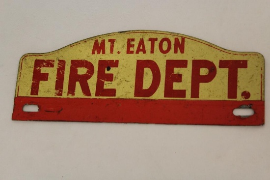 Mt Eaton Fire Department License Plate Topper