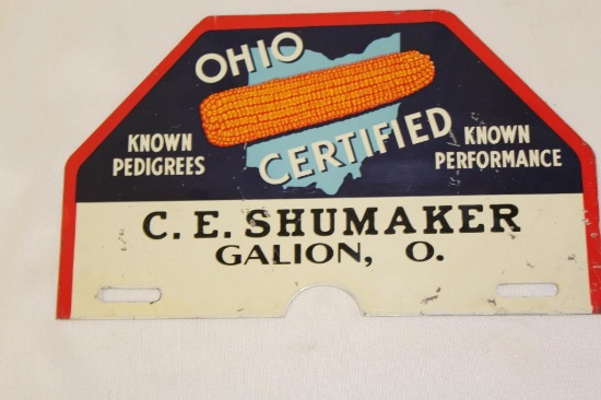 Ohio Certified Corn Shumaker Galion, OH License Plate Topper