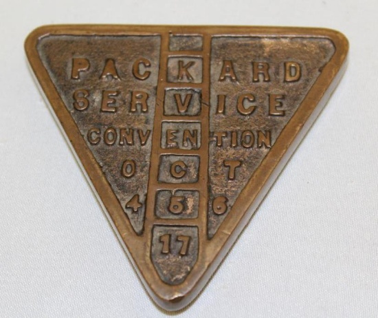 1917 Brass Packard Service Convention Paperweight