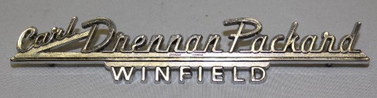 Carl Drennan Packard Motor Car Co of Winfield Radiator Emblem Badge Script