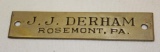 Derham of Rosemont PA Coachbuilder Body Tag Emblem