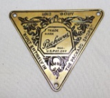 Packard Motor Car Co Brass Body Tag Emblem Badge