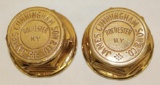 Pair of Brass James Cunningham & Son Threaded Hubcaps
