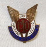 Packard UAW WWII Veteran CIO Pin Badge