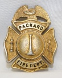 Packard Motor Car Co Fire Dept Employee Badge