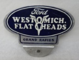 Ford V8 West Mich Flat Heads License Plate Toper