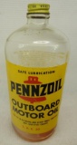 Pennzoil Outboard Oil Quart Glass Bottle