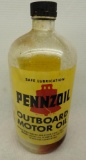 Pennzoil Outboard Oil Quart Glass Bottle