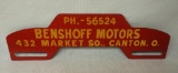 Benshoff Motors Canton Ohio License Plate Topper
