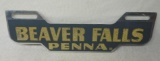 Beaver Falls, Penna License Plate Topper