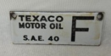 Texaco Motor Oil F Porcelain Sign