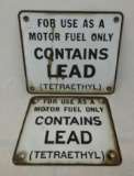 Pair of Tetraethyl Contains Lead Signs