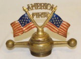 America First Flags 1916-1917 Radiator Mascot Hood Ornament by L.V. Aronson