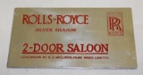 Rolls Royce Motor Car Co Silver Shadow 2 Door Saloon by Mulliner, Park Ward Emblem Badge