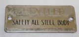 Chrysler Automobile All Steel Body Tag