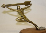 Running Man w/ Arrow 1925 Bronze Radiator Mascot Hood Ornament