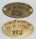 Pair of Packard Motor Car Co of Chicago Identification Tags