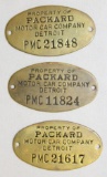 Group of 3 Packard Motor Car Co of Detriot Identification Tags